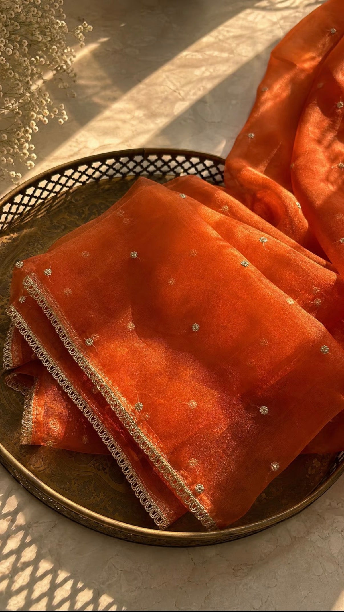 Aura | Organza Dupatta | Rust