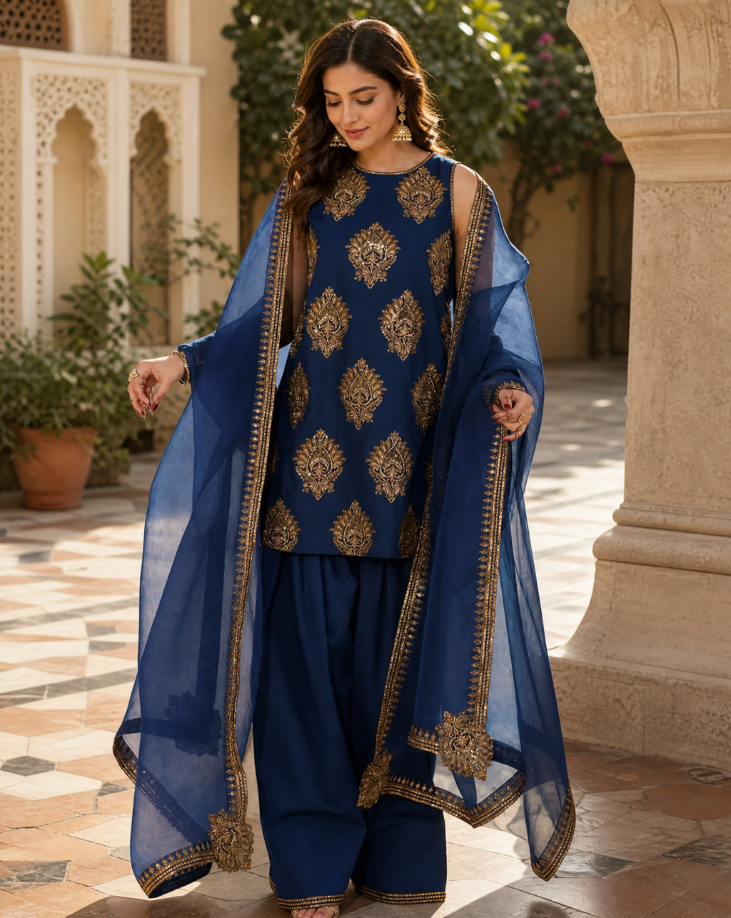 Neelam | 3 PC Organza Dupatta