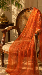 Aura | Organza Dupatta | Rust