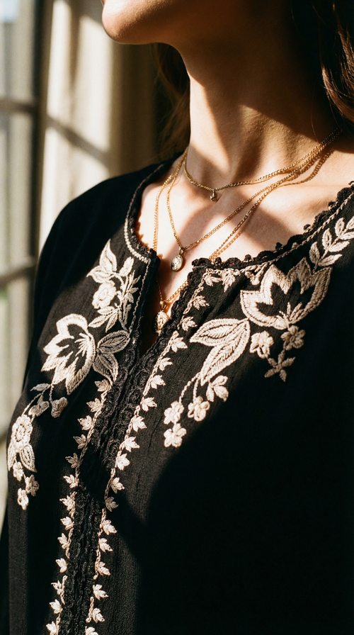 Black Cotton Suit with Contrast Dupatta