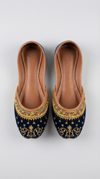 Mehrunisa | Velvet Khussa |Navy