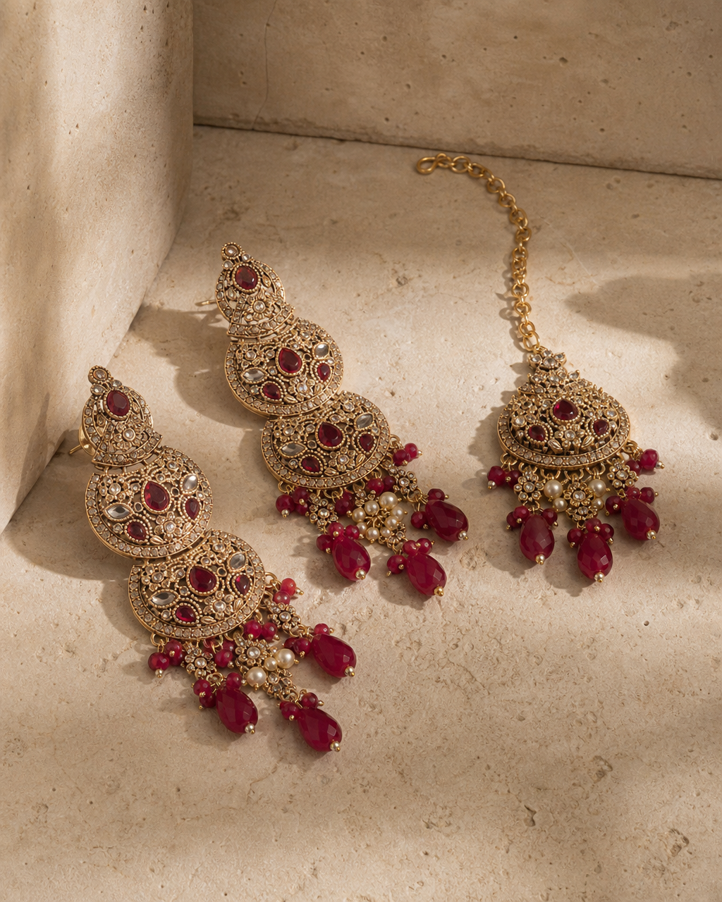 Maharani's Fire Ornate Jewelry Set for Women