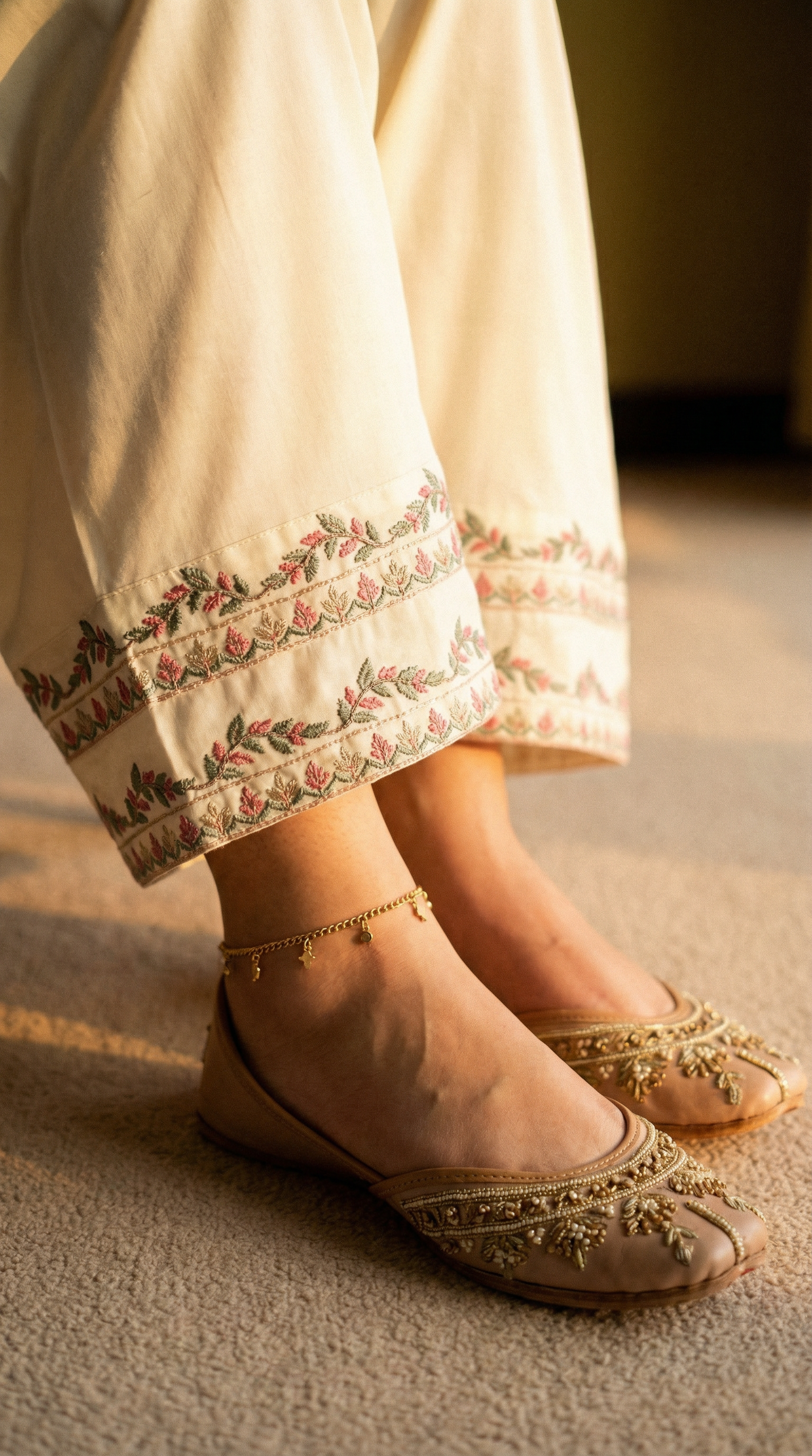 Peach Pink Suit with Farshi Shalwar