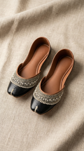 Nayab | Leather Khussa | Black