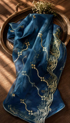 Luna | Organza Dupatta | Teal Blue