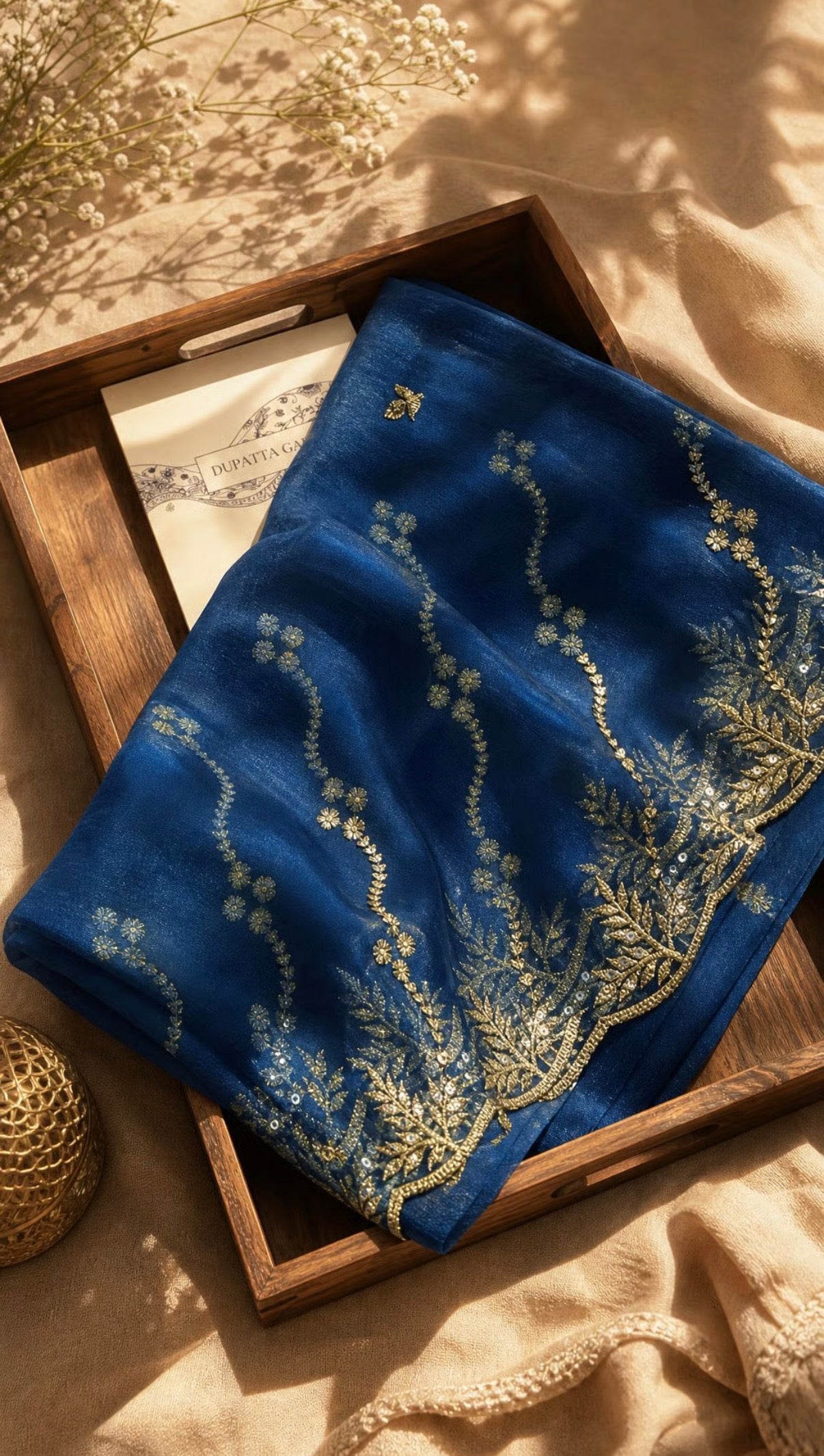 Luna | Organza Dupatta | Teal Blue