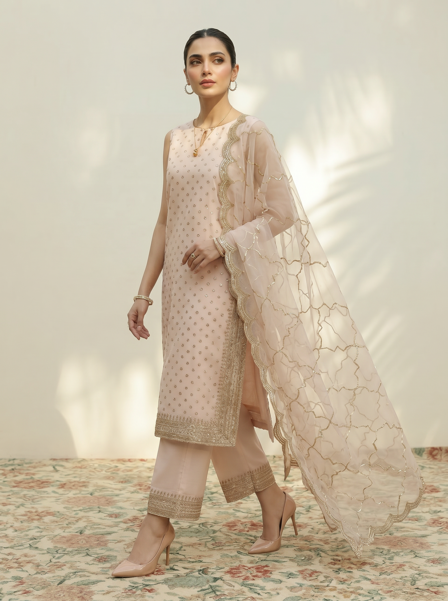 Gulabi | 3PC Organza Dupatta