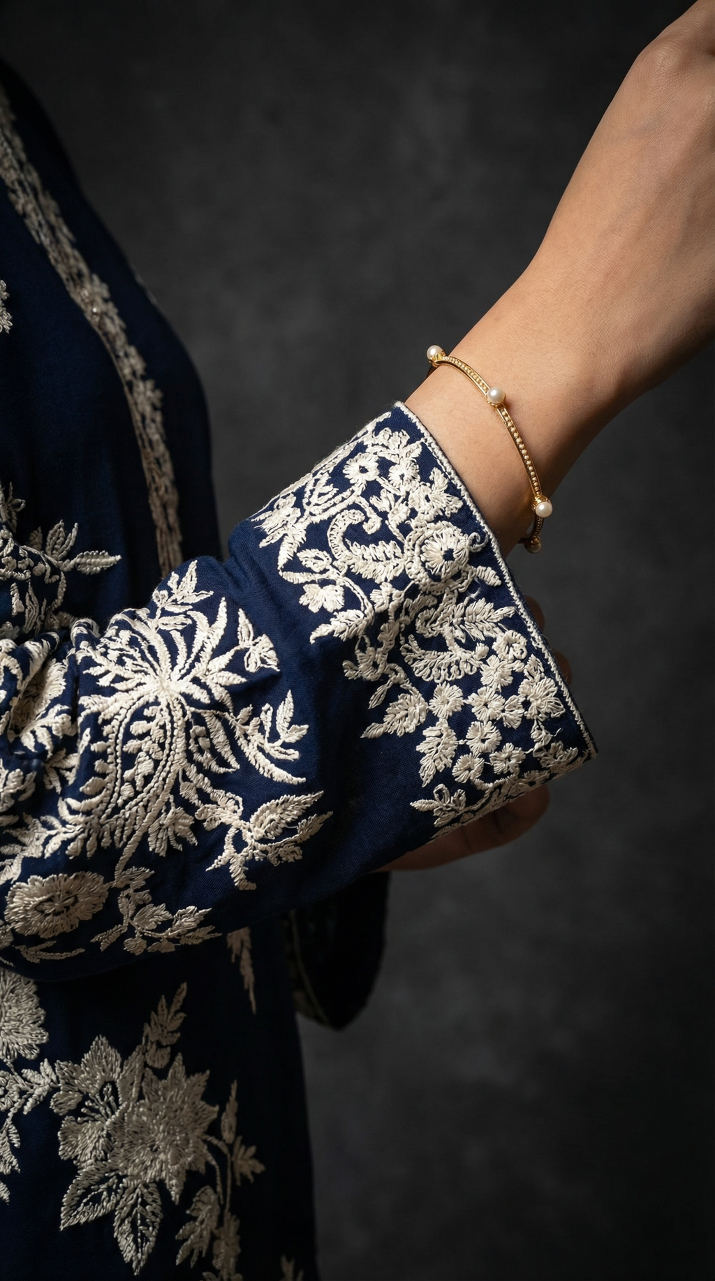 Lahzeh | 3 PC Navy Chiffon Dupatta