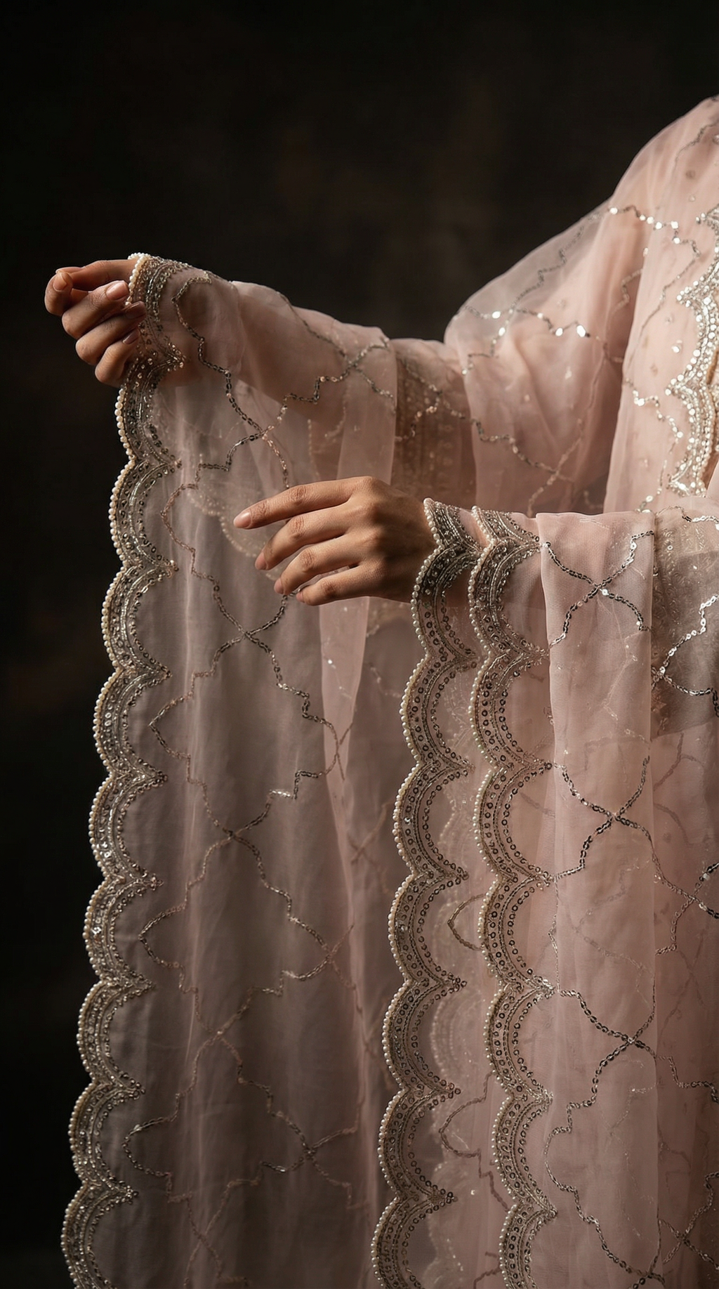 Pink Suit with Organza Dupatta