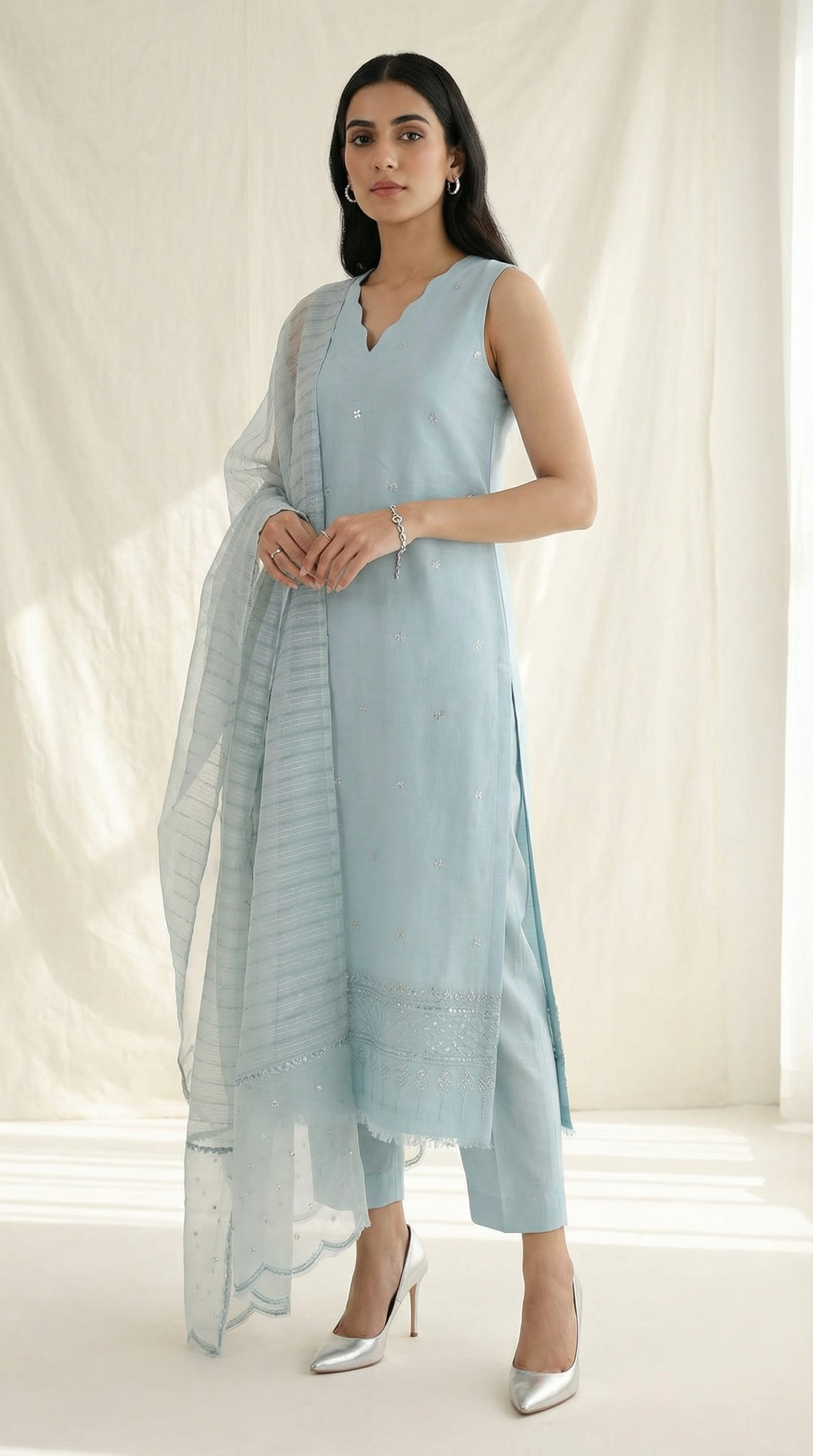 Delpazir | 3 PC Organza Dupatta