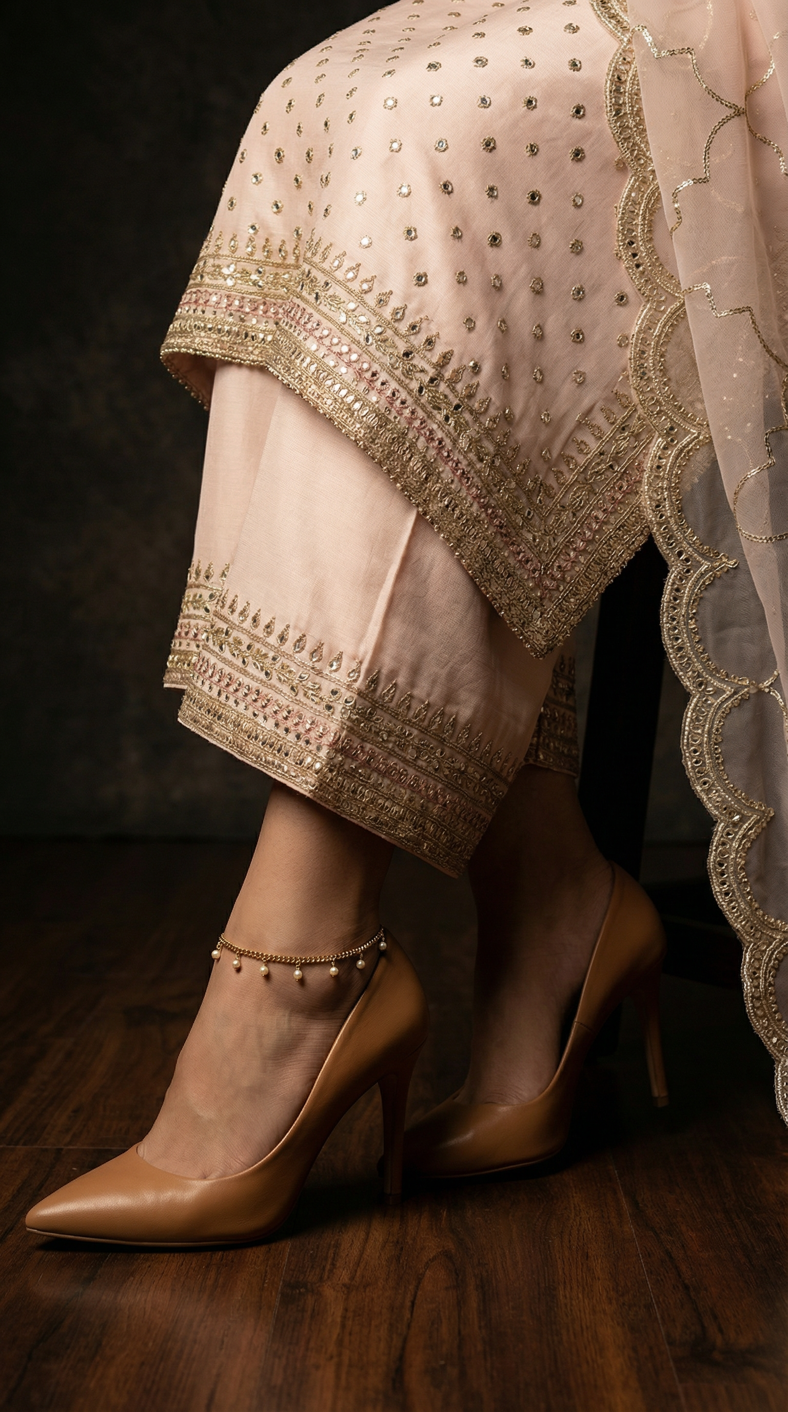 Pink Suit with Organza Dupatta