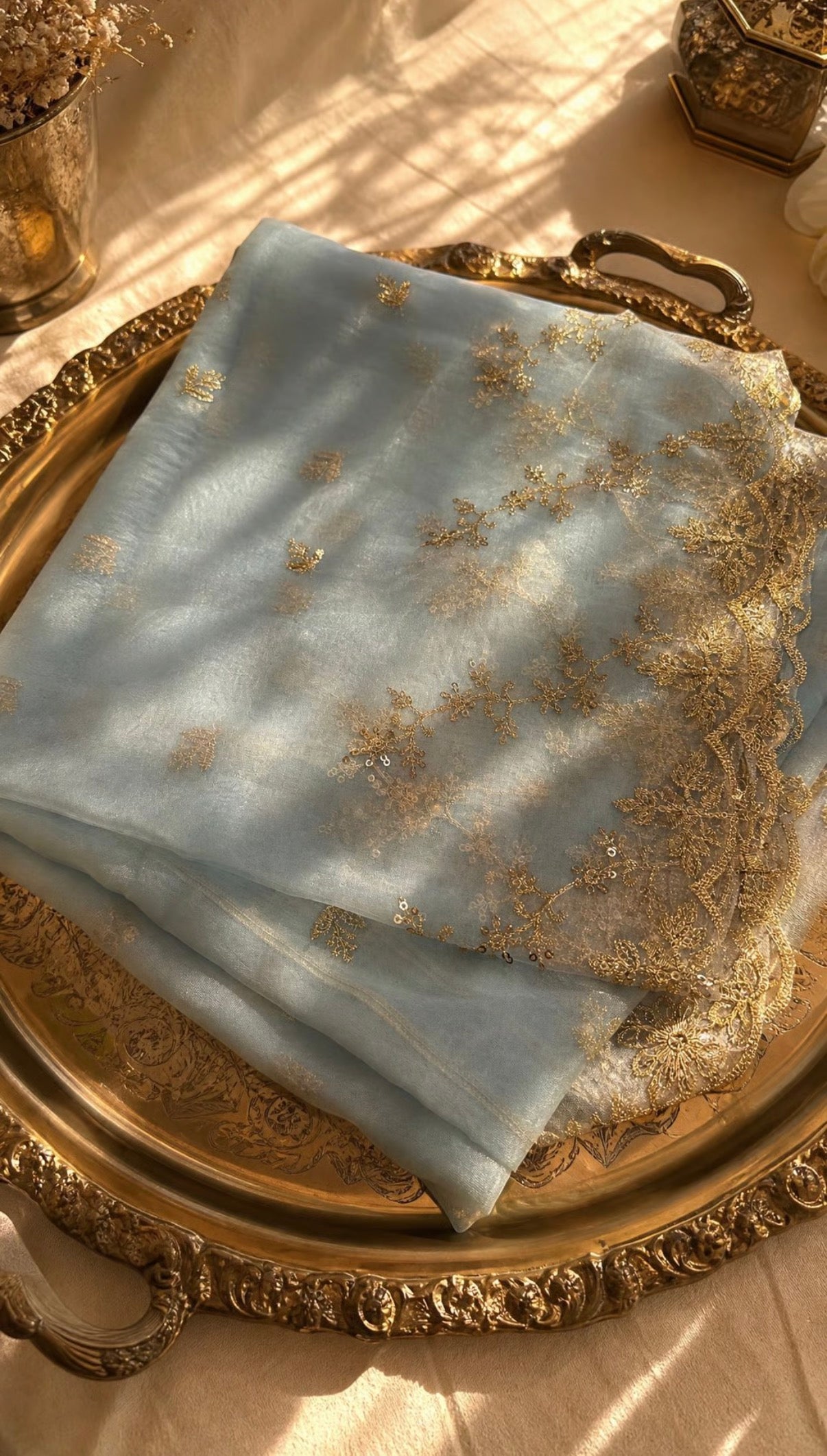 Starlight | Organza Dupatta I Sky Blue
